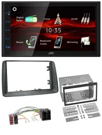JVC USB Bluetooth MP3 DAB 2DIN Autoradio für Fiat Panda 2003-2012 grau