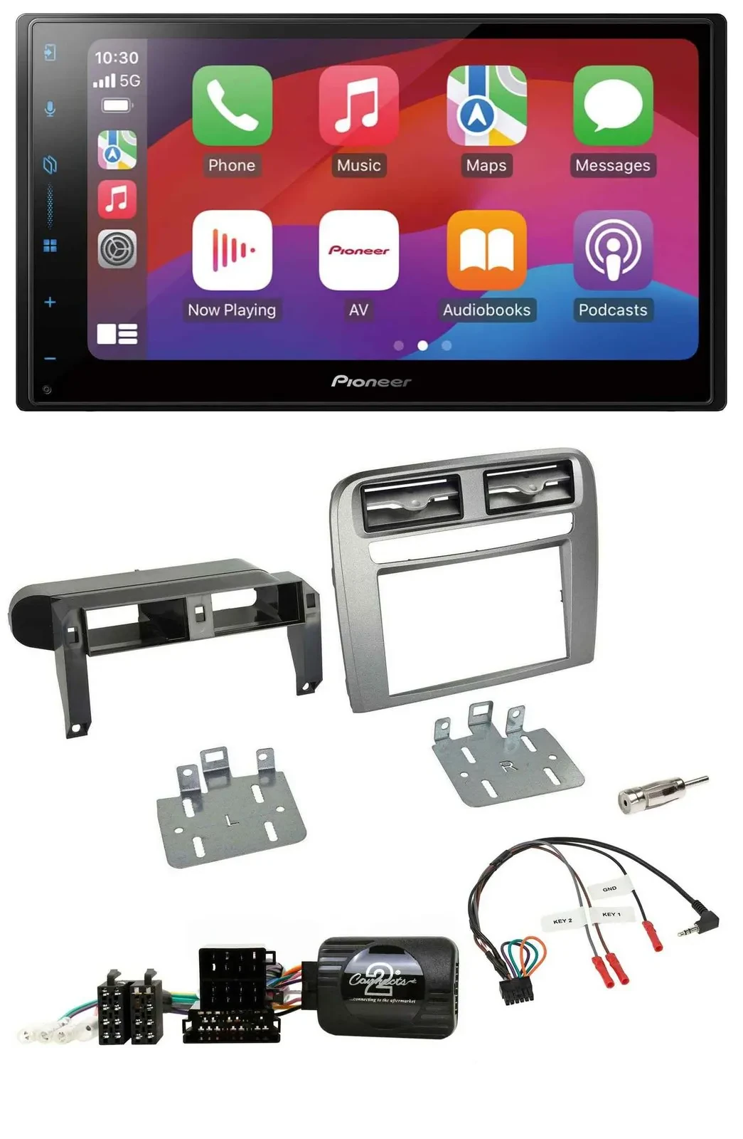 Pioneer DAB USB Lenkrad Bluetooth 2DIN Autoradio für Fiat Grande Punto anthrazit