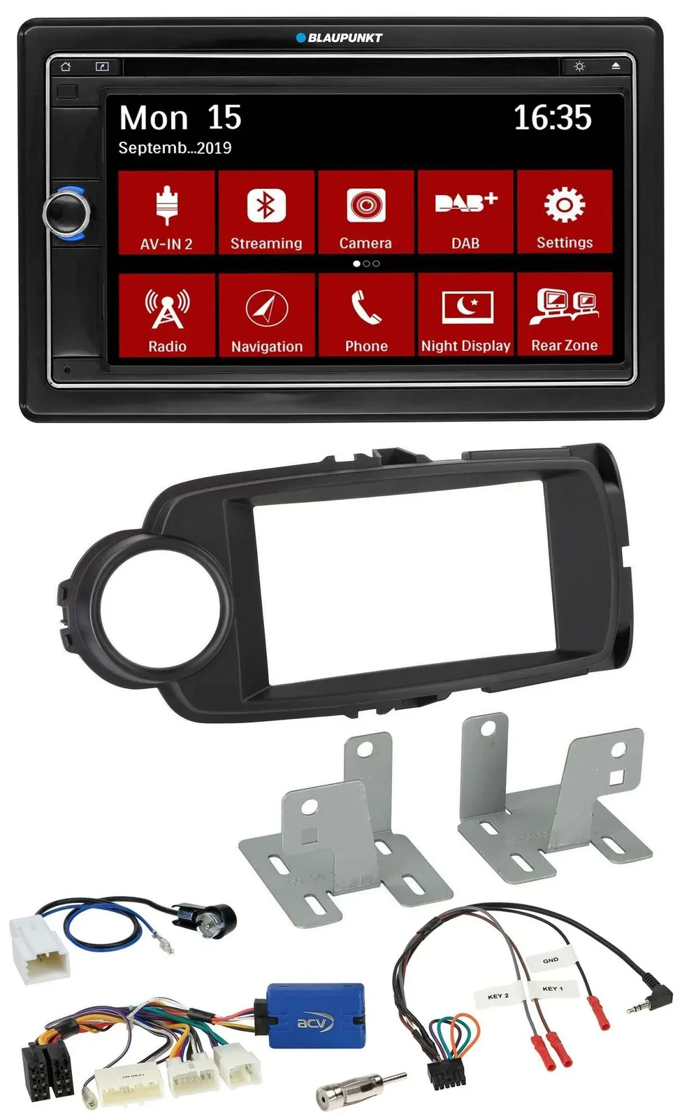 Blaupunkt Lenkrad DAB TMC 2DIN USB Bluetooth Navigation für Toyota Yaris ab 2014
