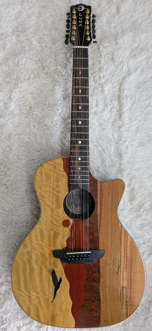 Luna Guitars Luna Vista Eagle 12 String  Tropical Wood Acoustic Electric Guitar w/Hard Case