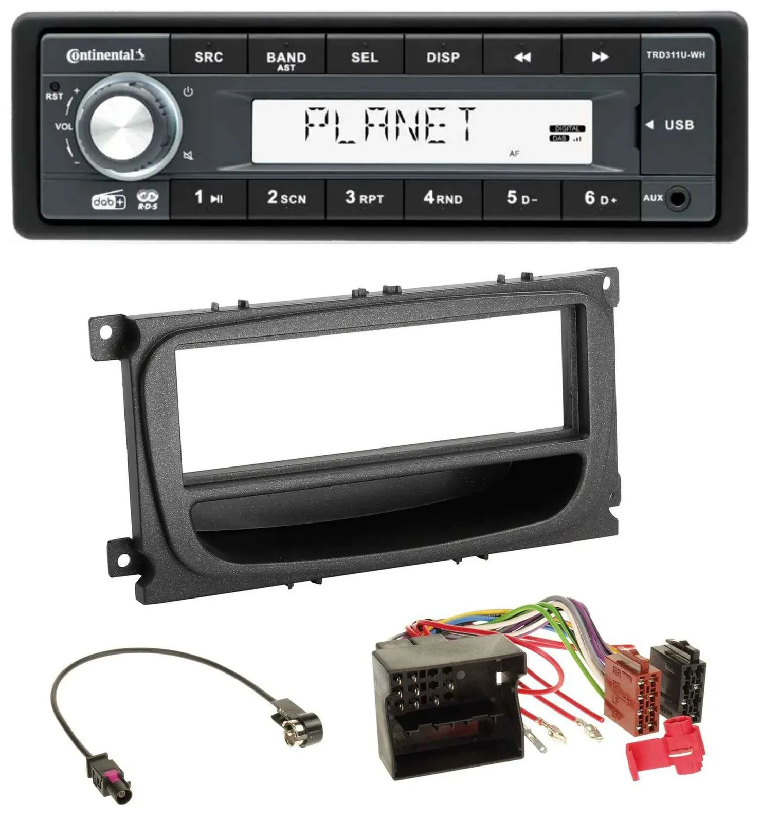 Continental MP3 AUX USB DAB 1DIN Autoradio für Ford Mondeo S-Max 07-14 Ablagefac
