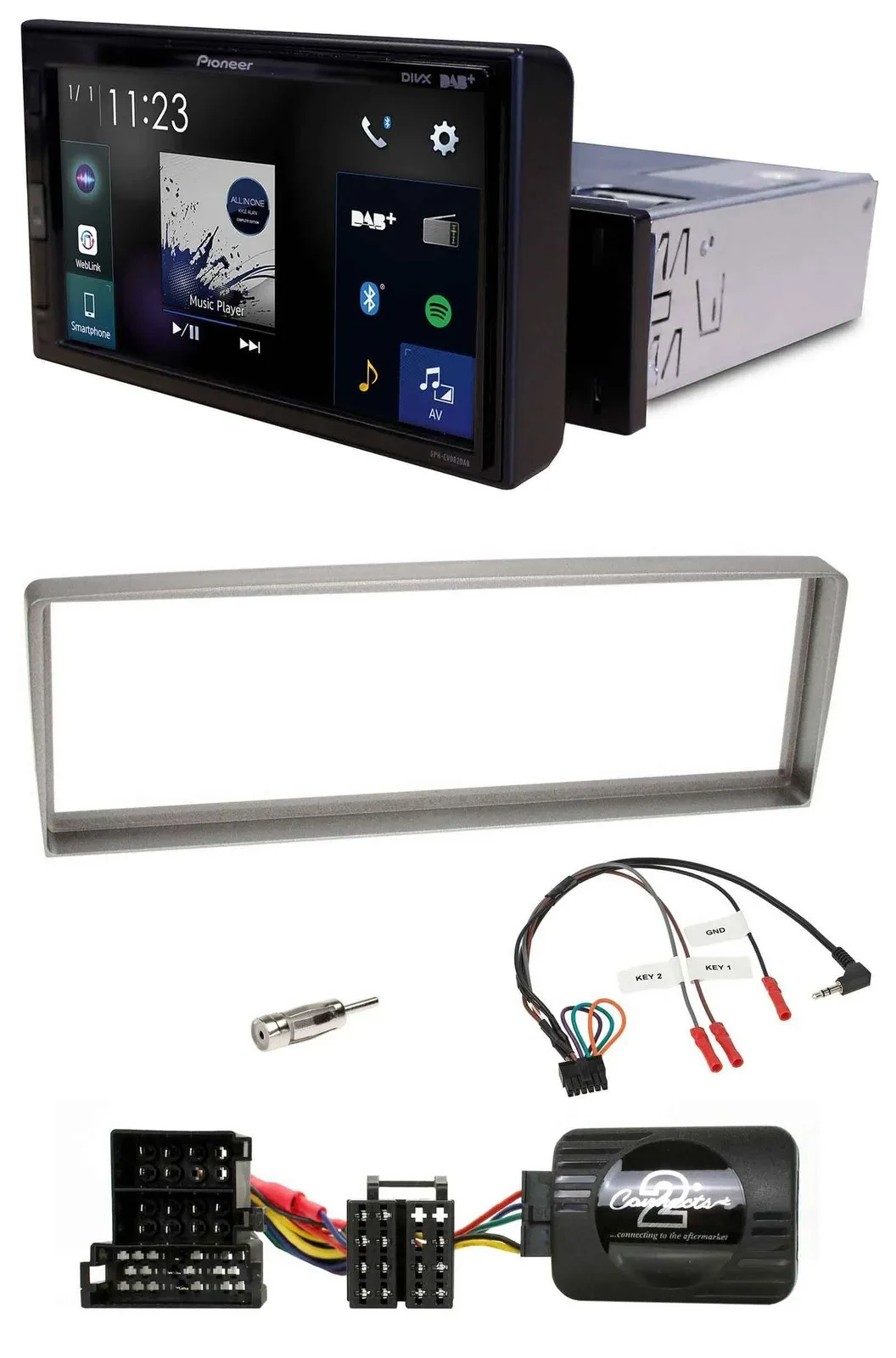 Pioneer DAB Lenkrad Bluetooth USB Autoradio für Alfa Romeo 156 ab 2003 silber