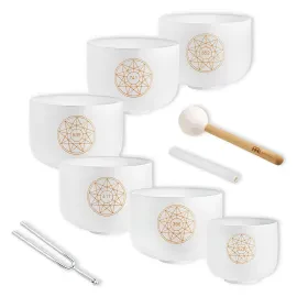 Meinl Sonic Energy Crystal Singing Bowl Solfeggio Set SOLCSBSET mit Stimmgabel