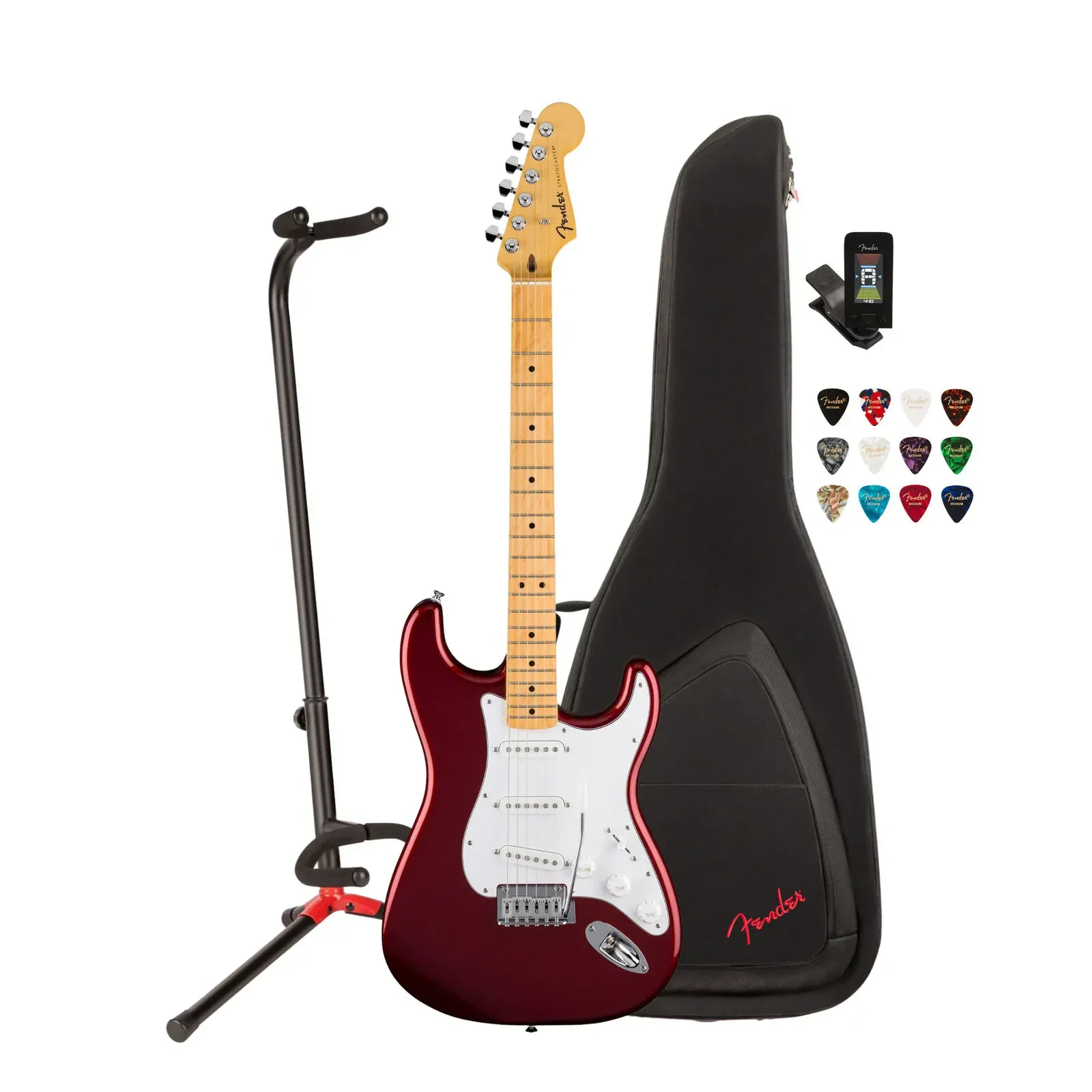 Fender Standard Stratocaster Electric Guitar  Maple PickguardTuner and Picks