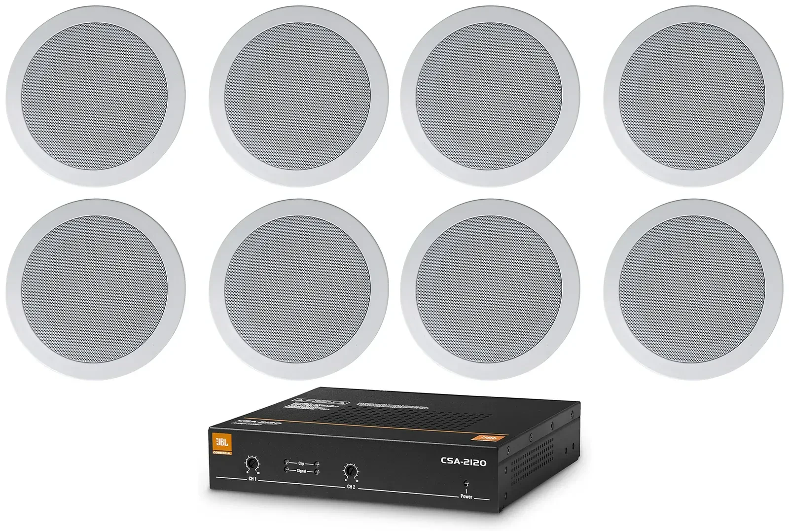 JBL CSA 2120 Commercial Amplifier Amp+8) White Ceiling Speakers 4 Restaurant/Bar