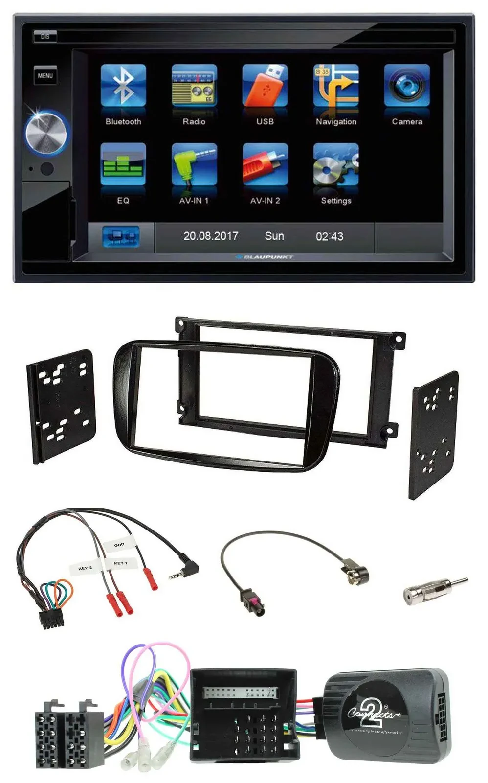 Blaupunkt SD Bluetooth 2DIN MP3 USB Lenkrad Autoradio für Ford Focus C-Max CAN-B