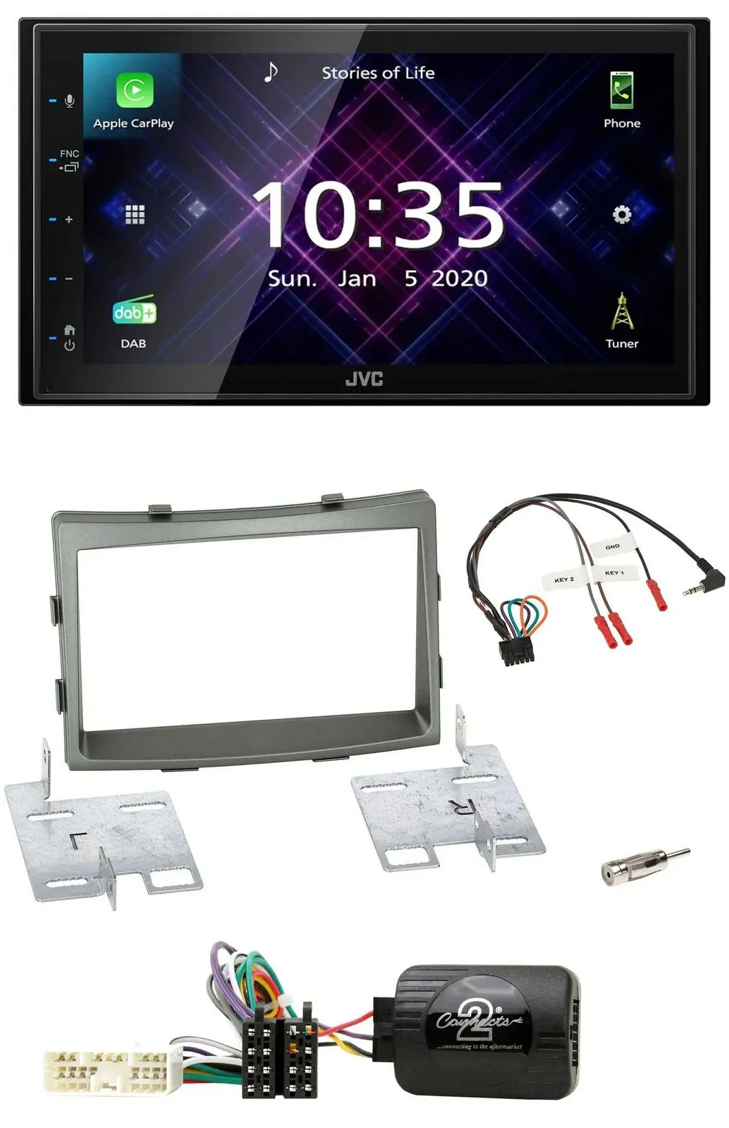 JVC DAB 2DIN Lenkrad Bluetooth USB Autoradio für SSangYong Rodius ab 2013