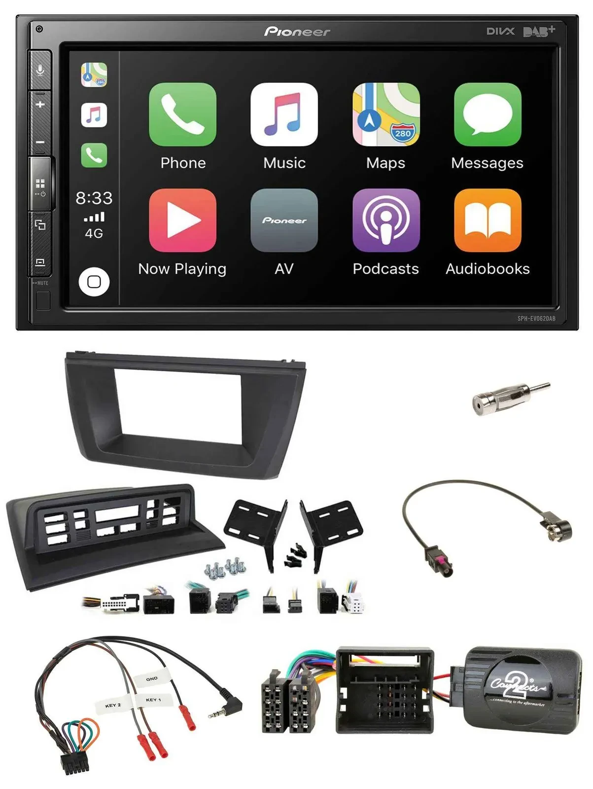 Автомагнитола Pioneer 2DIN, Bluetooth, USB, DAB для BMW X3 E83 (2004–2010), поддержка кнопок на руле