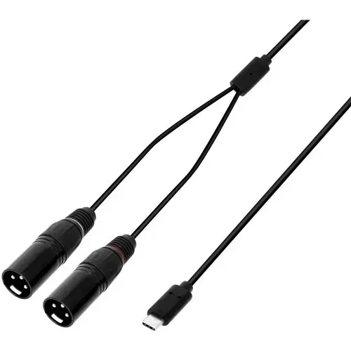 Переходник Adam Hall 3 STAR Y MM USB-C 0150 USB-C — 2 x XLR (male), 1.5 м, черный, с ЦАП 24 бит/96 кГц