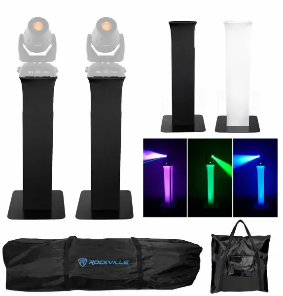 2 Totem Stands+Black+White Scrims For 2 Chauvet Intimidator Spot 355Z IRC Lights