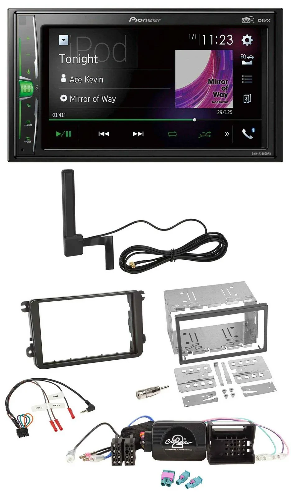 Автомагнитола Pioneer 2DIN DAB Bluetooth MP3 для VW Passat, Polo, Scirocco с управлением на руле