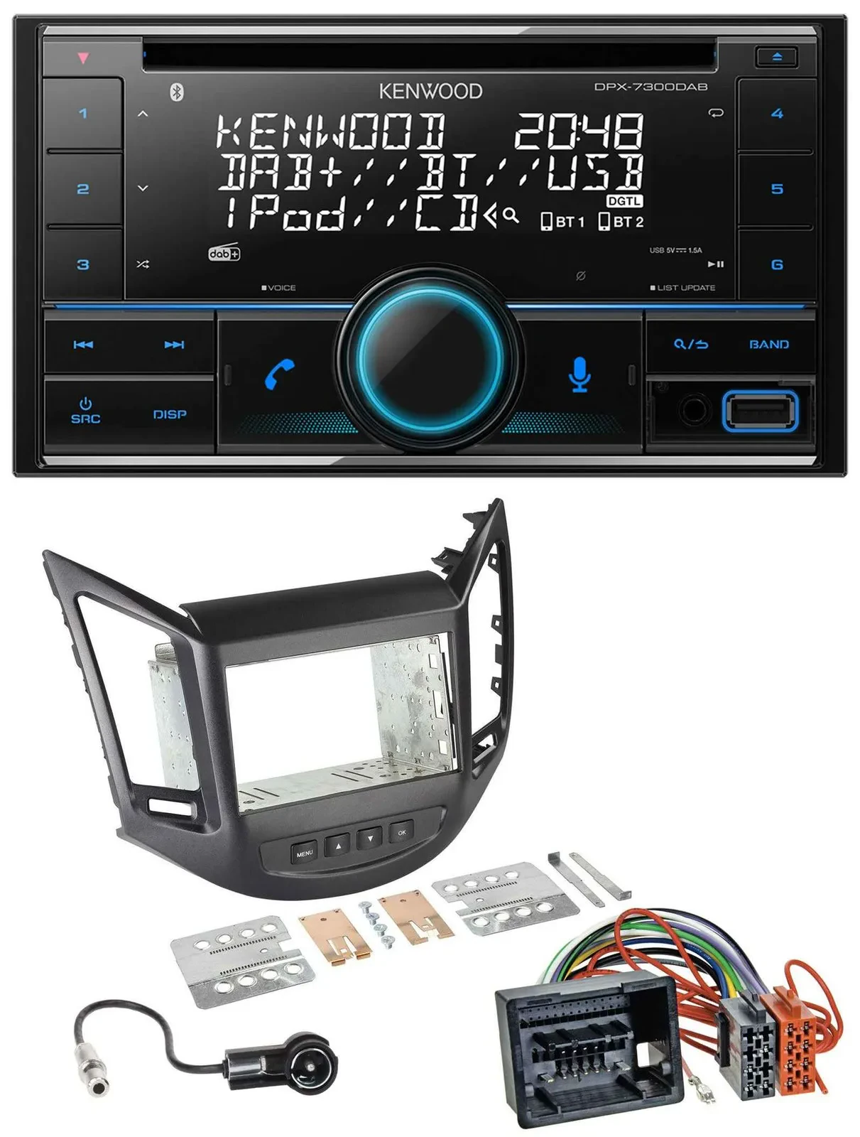 Автомагнитола для Chevrolet Orlando KL1Y/KL1YN Kenwood 2 DIN, CD, DAB, USB, MP3, Bluetooth