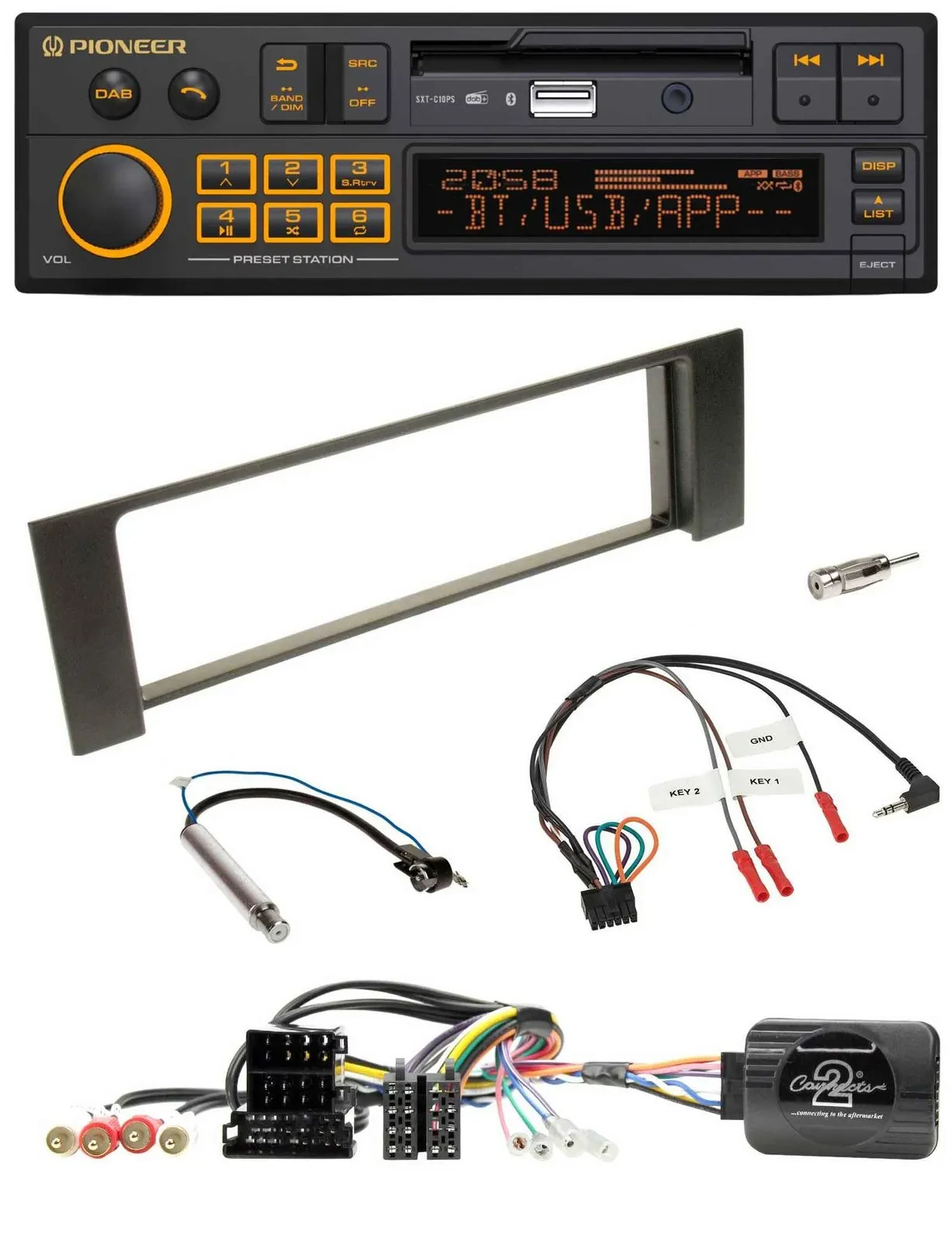 Автомагнитола Pioneer DAB, Bluetooth, USB, поддержка кнопок на руле, CAN-Bus, ISO, для Audi A4 2000–2004