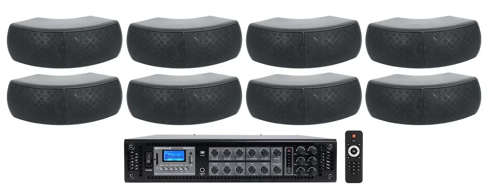 Настенная акустика Rockville WET-D4 Black с усилителем (8 штук)
