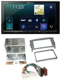 Pioneer MP3 Bluetooth USB 2DIN DAB Autoradio für Toyota Auris 07-12 anthrazit-gr