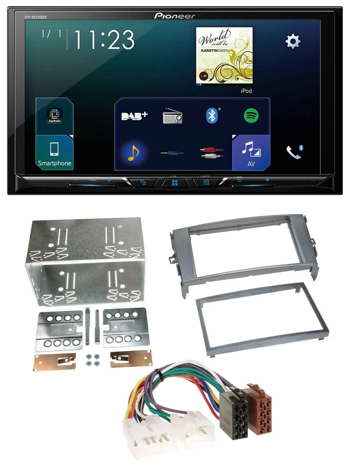 Pioneer MP3 Bluetooth USB 2DIN DAB Autoradio für Toyota Auris 07-12 anthrazit-gr