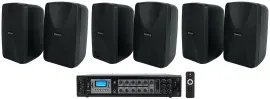 Rockville 70v Commercial/Restaurant Amplifier w/Bluetooth+(6) Black 4" Speakers