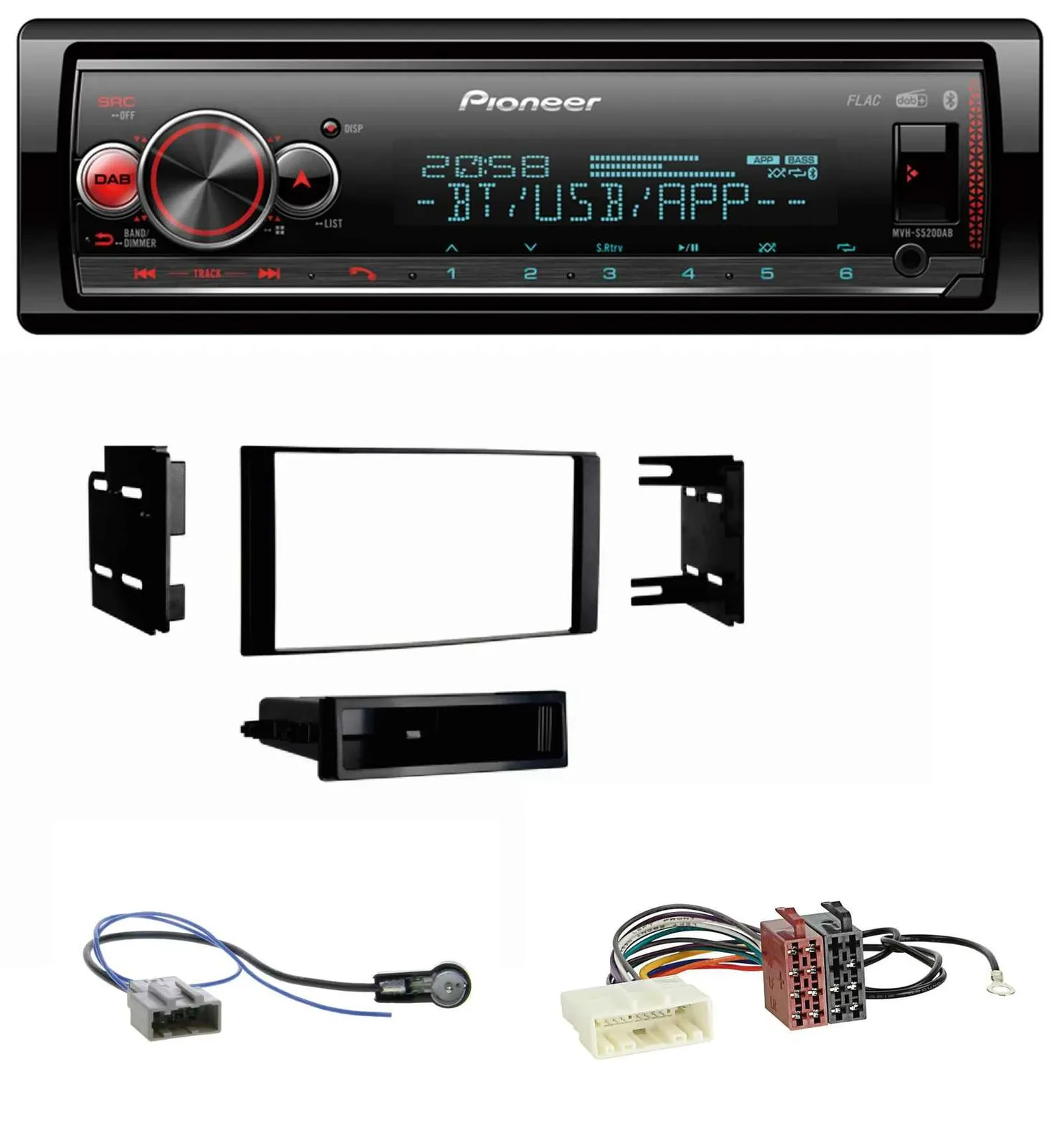 Pioneer Bluetooth USB MP3 DAB Autoradio für Nissan Micra 2013-2017 schwarz matt