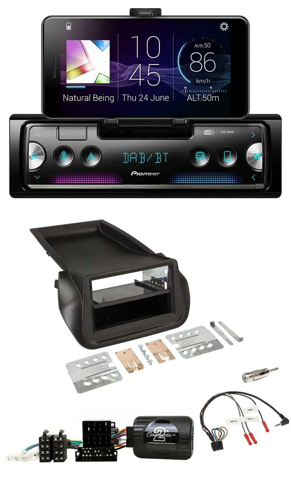 Автомагнитола для FIAT Fiorino (с 2008) Pioneer USB, Bluetooth, DAB, поддержка кнопок на руле