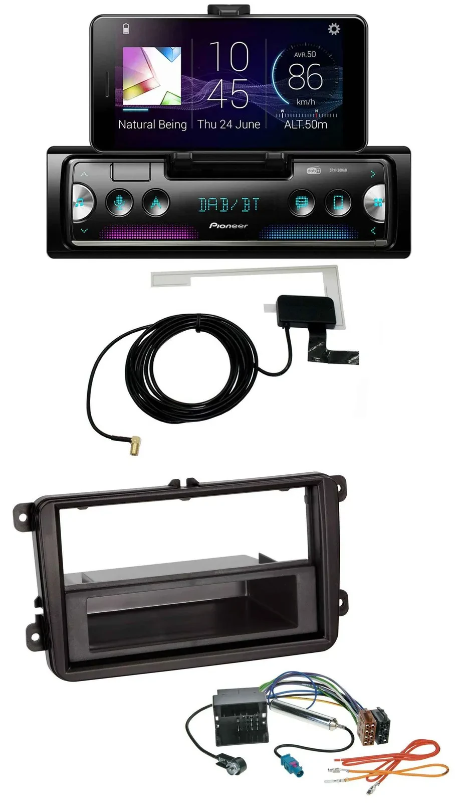 Автомагнитола Pioneer DAB, Bluetooth, MP3, USB для Skoda Fabia/Octavia/Rapid/Roomster