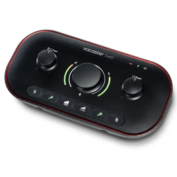 Focusrite Vocaster Two Podcast Interface for Solo Content Creators, Bundle with