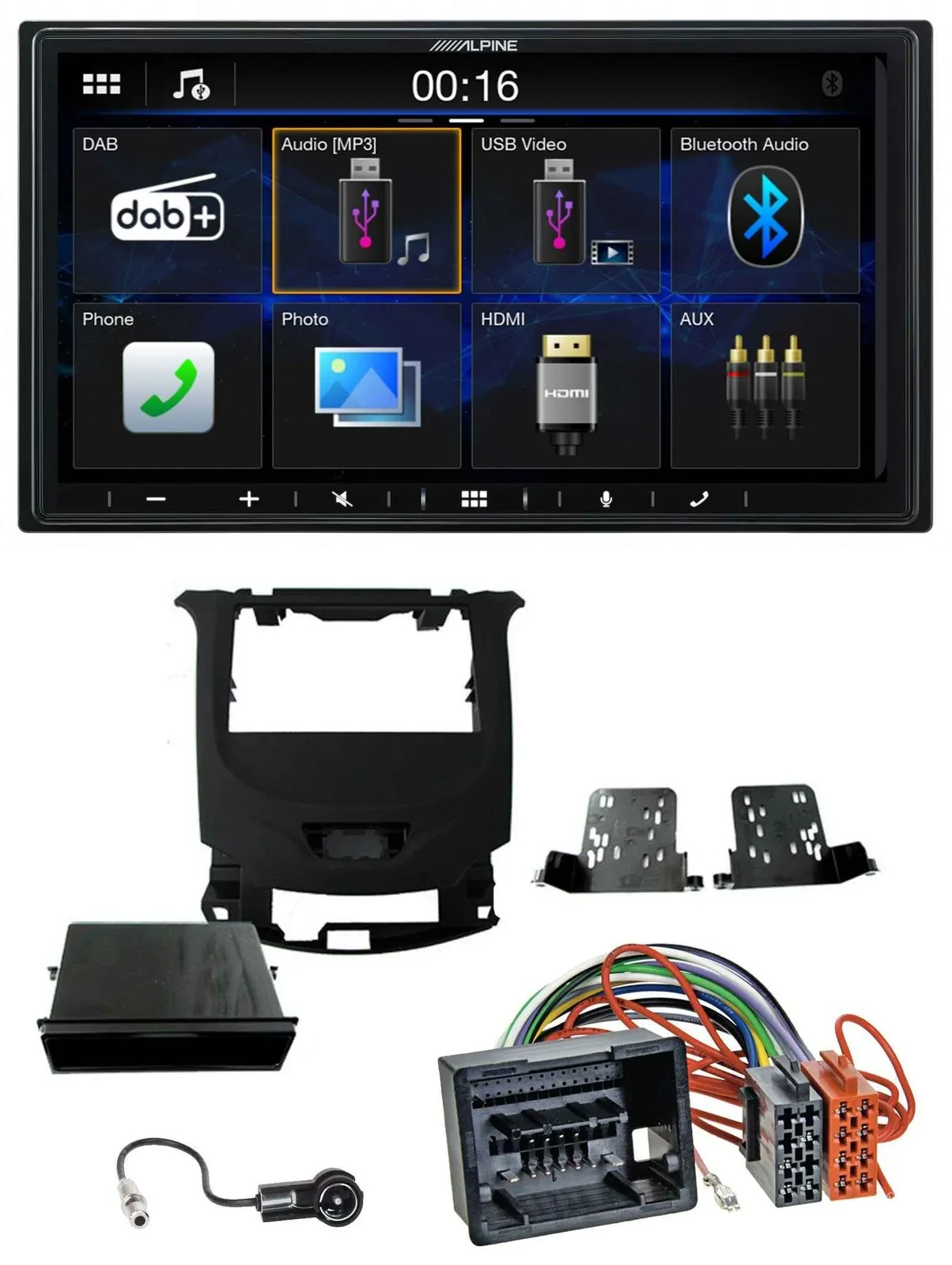 Alpine Bluetooth 2DIN MP3 DAB USB Autoradio für Chevrolet Cruze ab 16 Klavierlac
