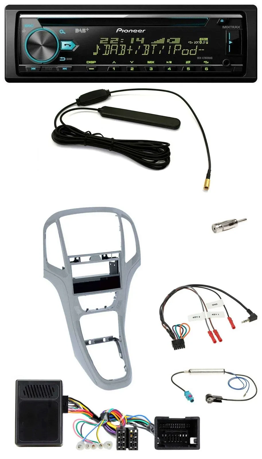 Pioneer CD MP3 Lenkrad DAB USB Autoradio für Opel Astra J 09-16 Platin silber