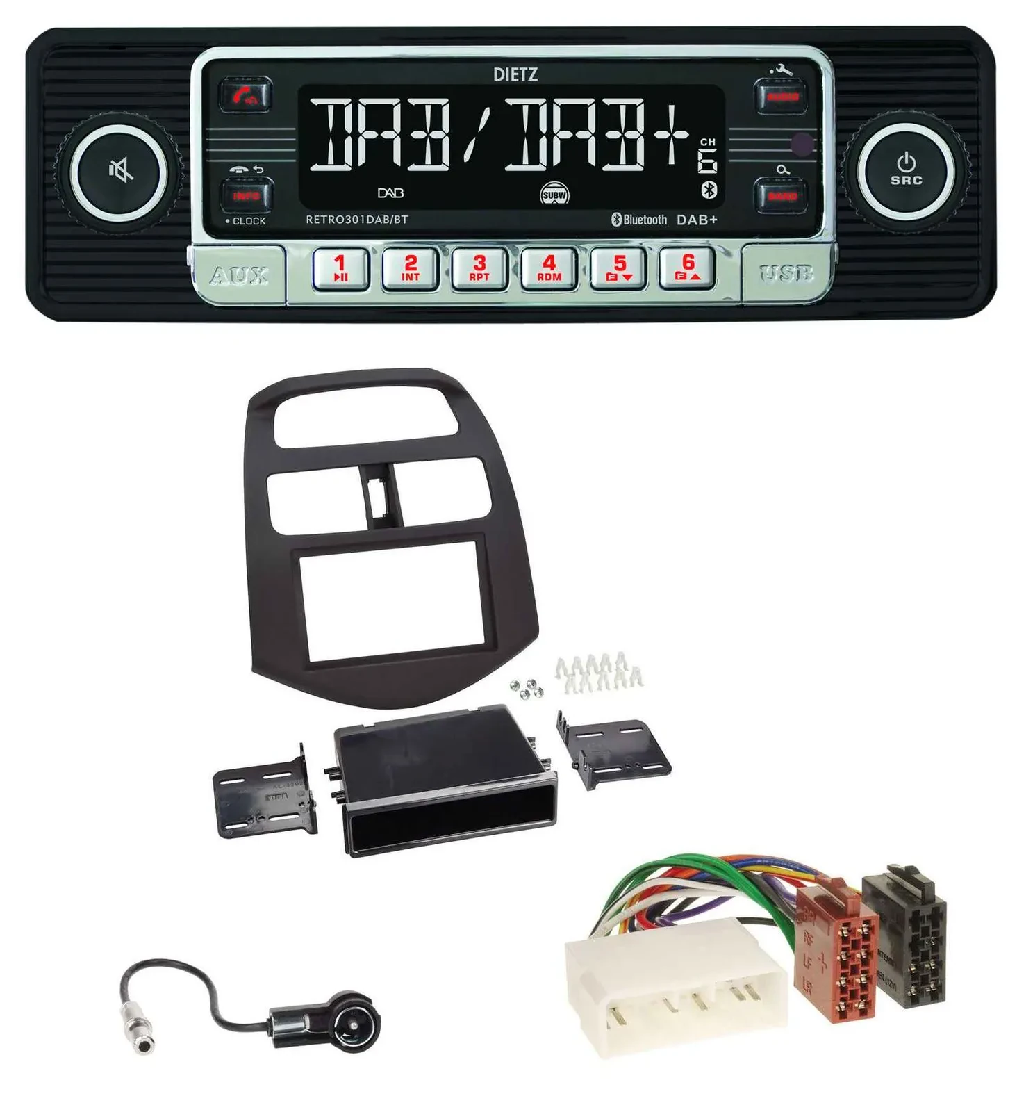 Dietz USB DAB MP3 Bluetooth Autoradio für Chevrolet Spark (KLM 2012-2013)