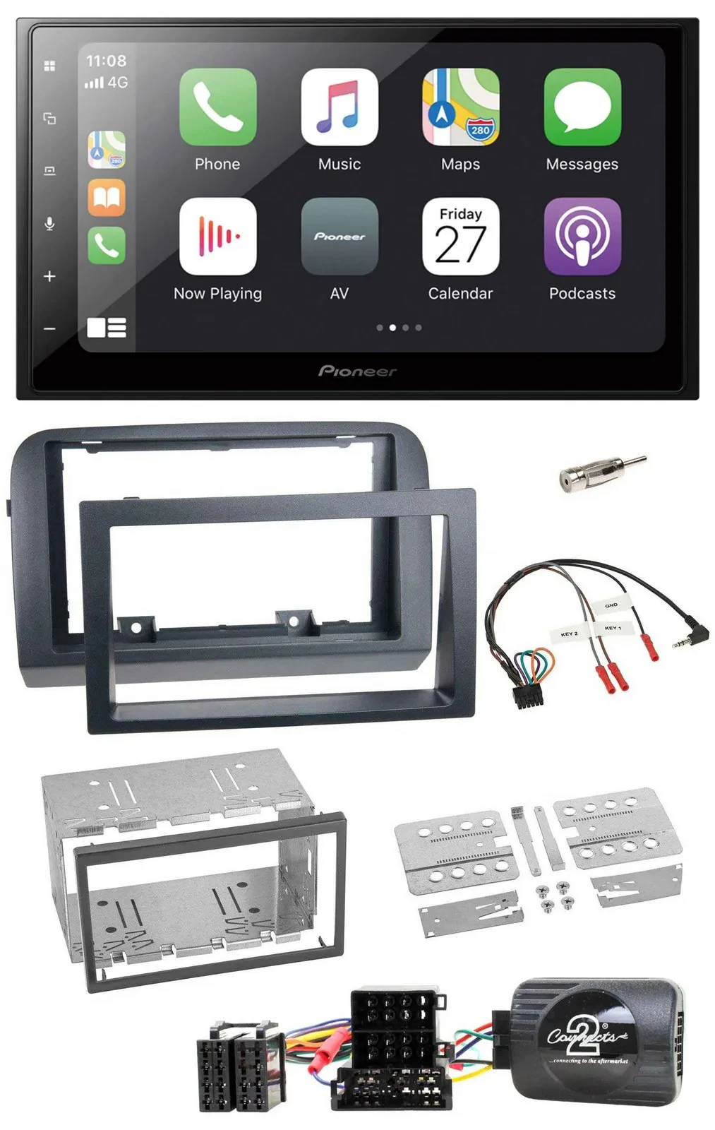 Автомагнитола Pioneer 2DIN, Bluetooth, DAB, USB для Fiat Croma 2005–2010