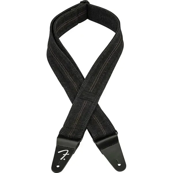 Ремень для гитары Fender Wrangler "W" Denim Strap Washed Black