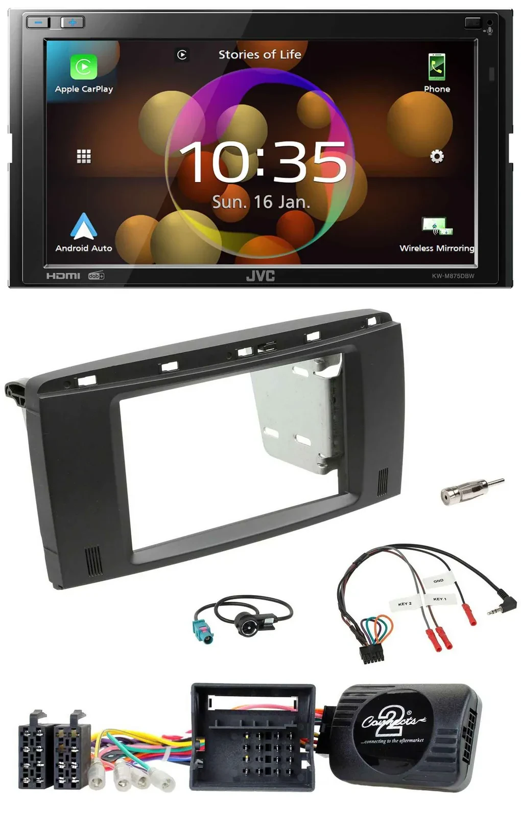 JVC DAB Lenkrad 2DIN Bluetooth USB Autoradio für Mercedes SLK 08-11 R171