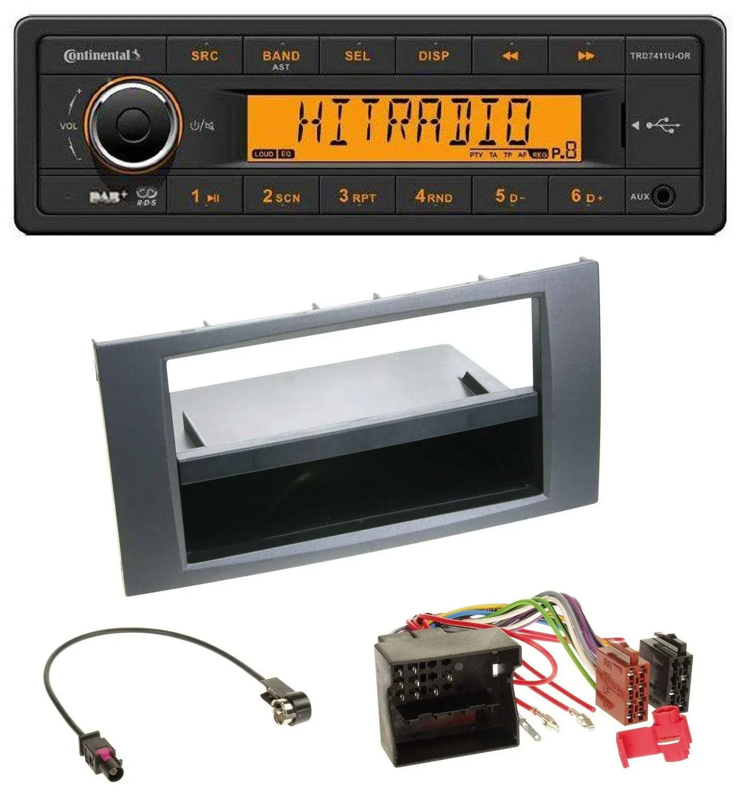 Автомагнитола для Ford Fiesta/Focus 2004–2008 Continental 1-DIN DAB MP3 USB AUX антрацит