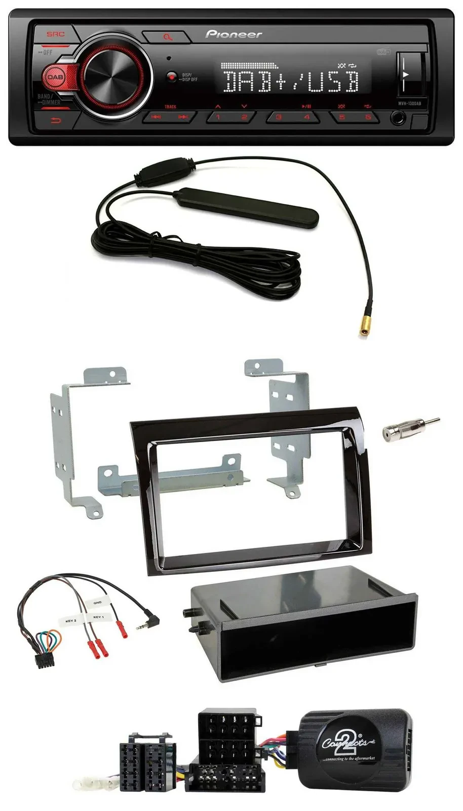 Pioneer MP3 DAB 1DIN Lenkrad USB Autoradio für Fiat Ducato 2006-2008 piano