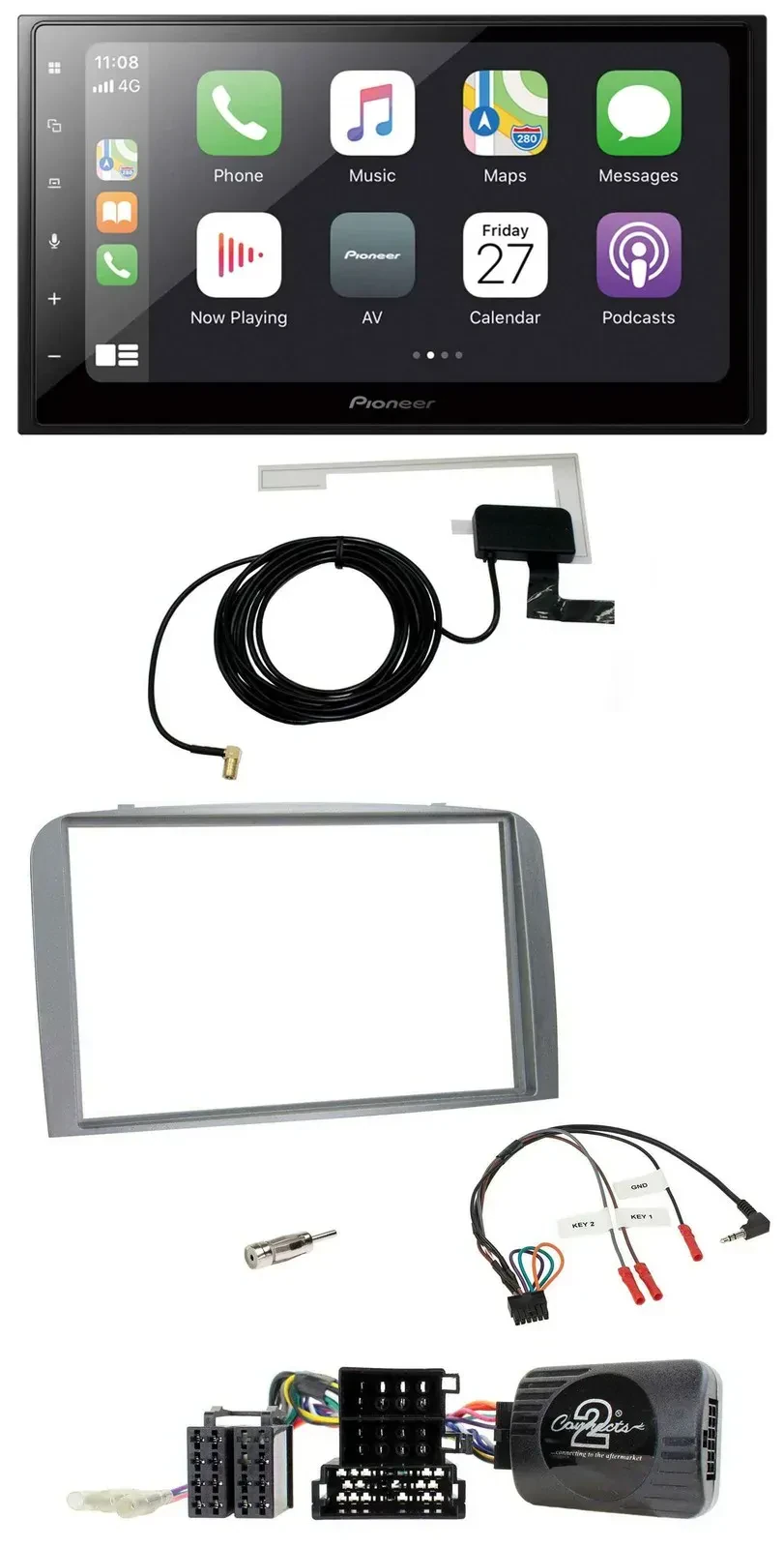 Автомагнитола Pioneer 2DIN Bluetooth DAB USB для Alfa Romeo 147/GT (2007–2010)