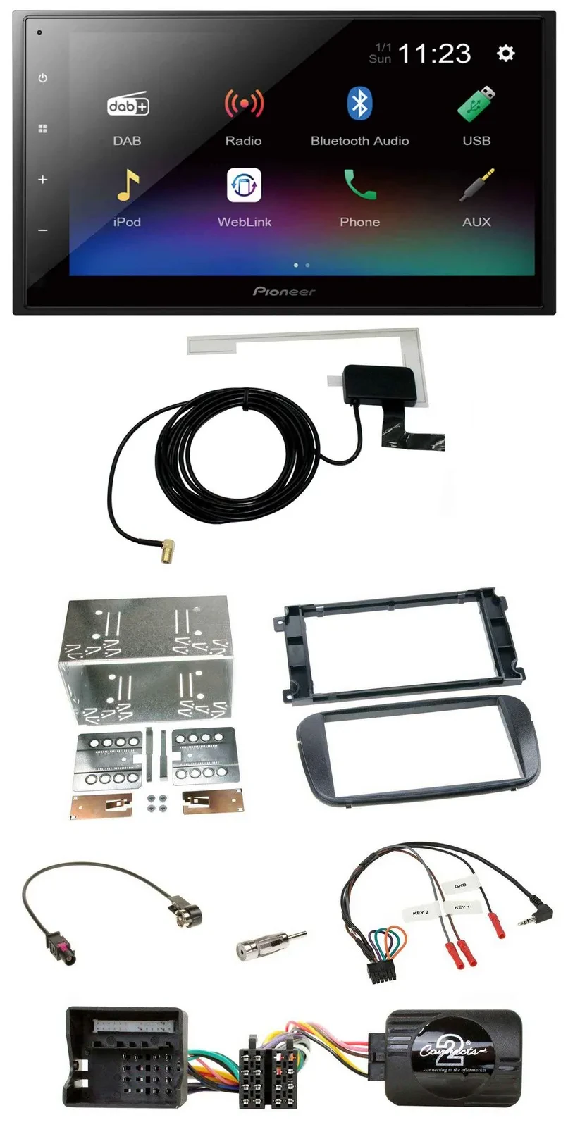 Pioneer DAB Lenkrad Bluetooth 2DIN USB Autoradio für Ford Focus C Max Galaxy Pro