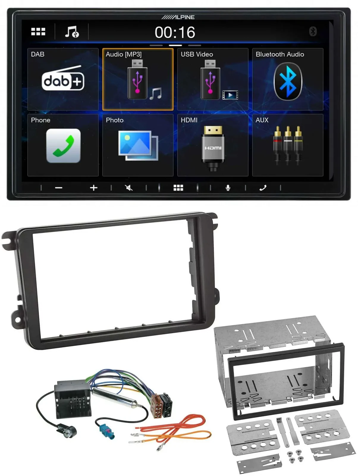 Alpine Bluetooth 2DIN MP3 DAB USB Autoradio für Skoda Fabia Octavia II Rapid Roo