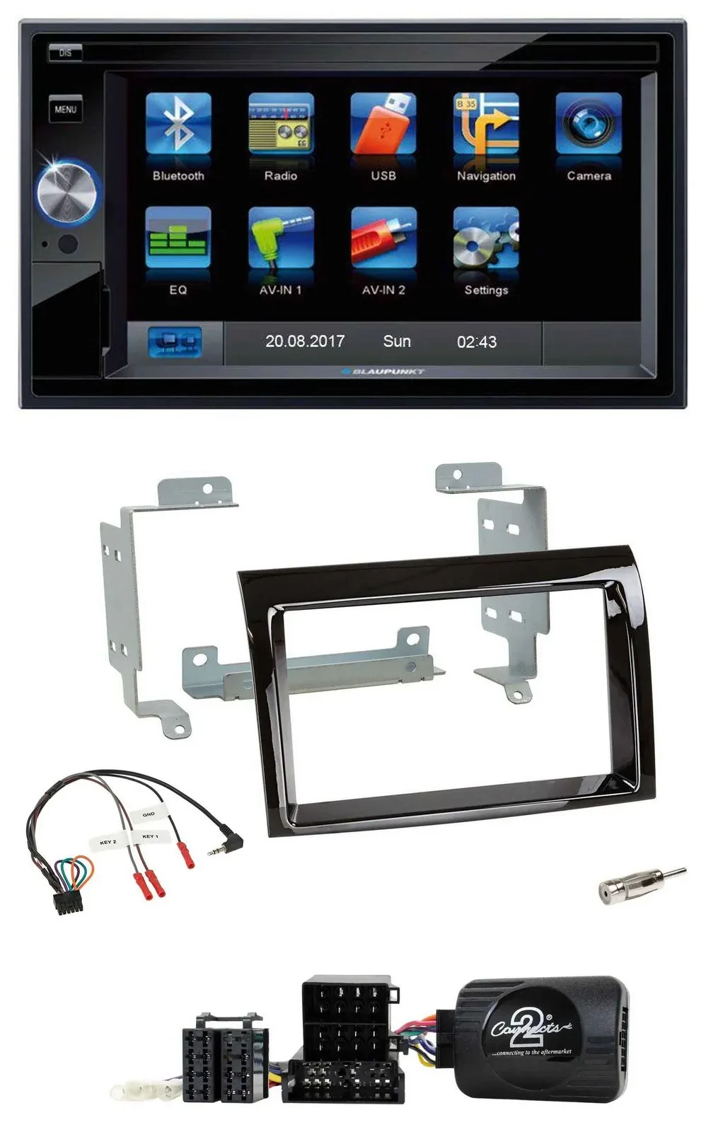 Blaupunkt SD USB TMC Bluetooth 2DIN Lenkrad Navigation für Fiat Ducato 2006-2008