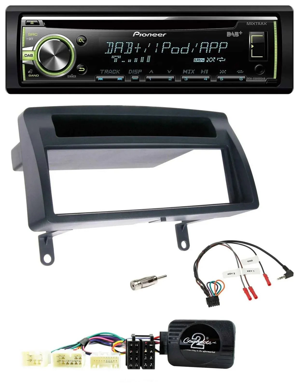 Pioneer DAB USB MP3 Lenkrad CD Autoradio für Toyota Corolla E12 2001-2007 dunkel