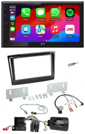 JVC Bluetooth 2DIN Lenkrad DAB USB Autoradio für Fiat Doblo ab 15 Mini-ISO piano