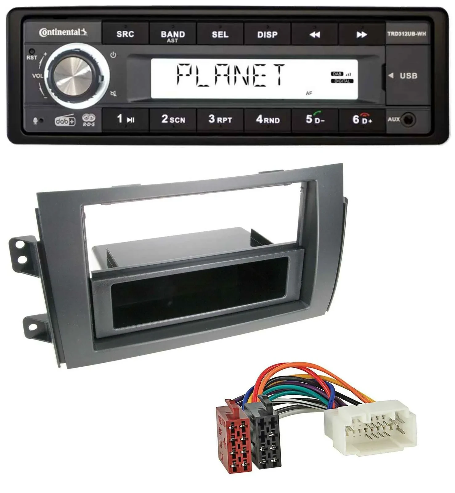 Continental USB 1DIN AUX DAB MP3 Autoradio für Fiat Sedici, Suzuki SX 4