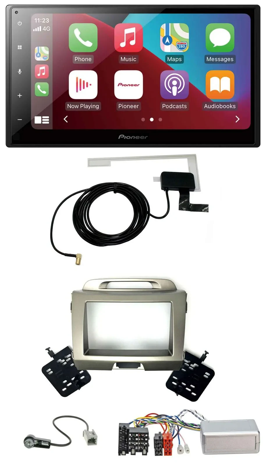 Автомагнитола для Kia Sportage 3 (2010–2015) Pioneer 2DIN, USB, Bluetooth, DAB, поддержка кнопок на руле