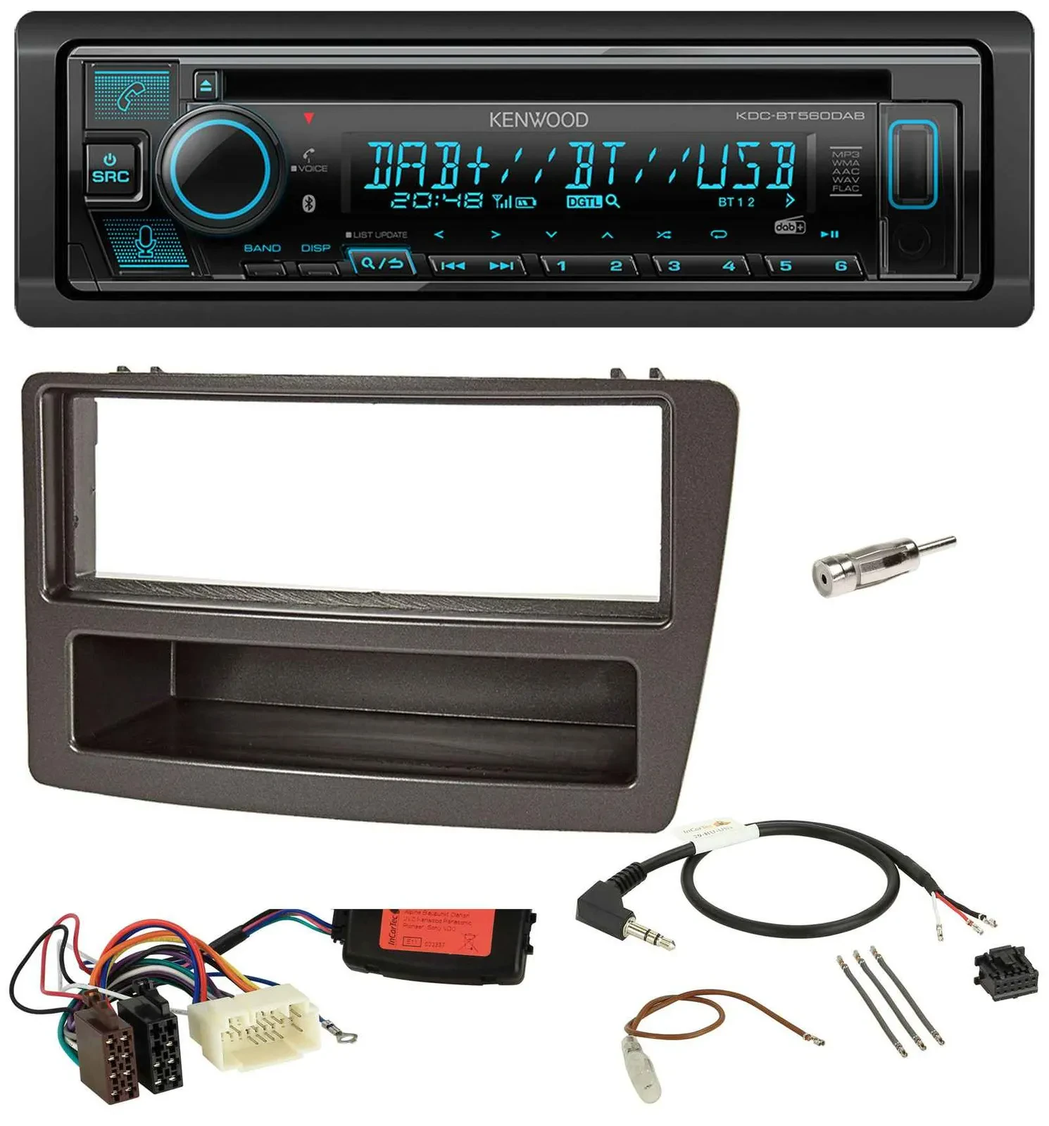 Автомагнитола Kenwood Bluetooth DAB CD USB для Honda Civic 2004–2006, с поддержкой управления на руле, антрацит