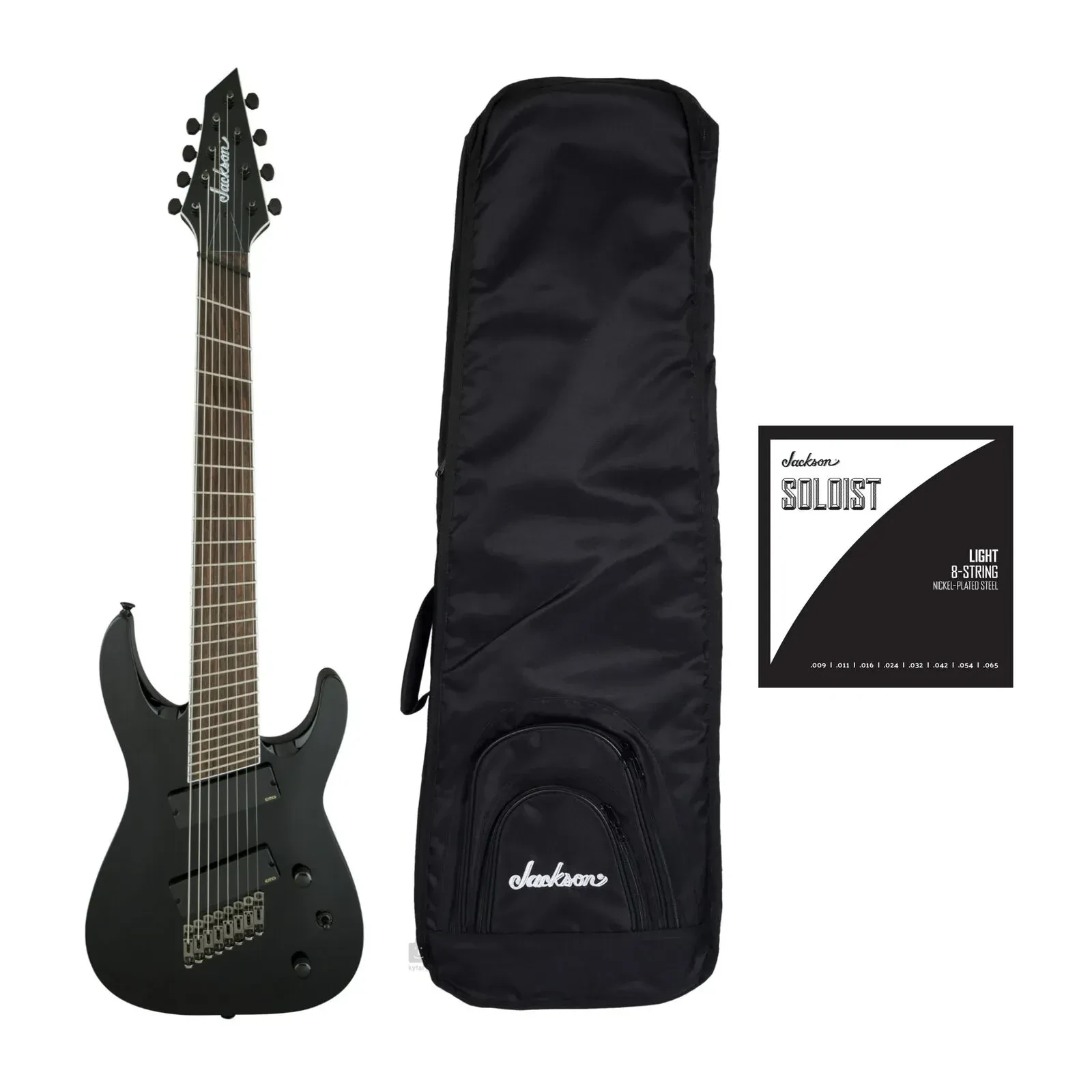 Jackson X Series Soloist Arch 8 String Guitar Black with Bag and Strings