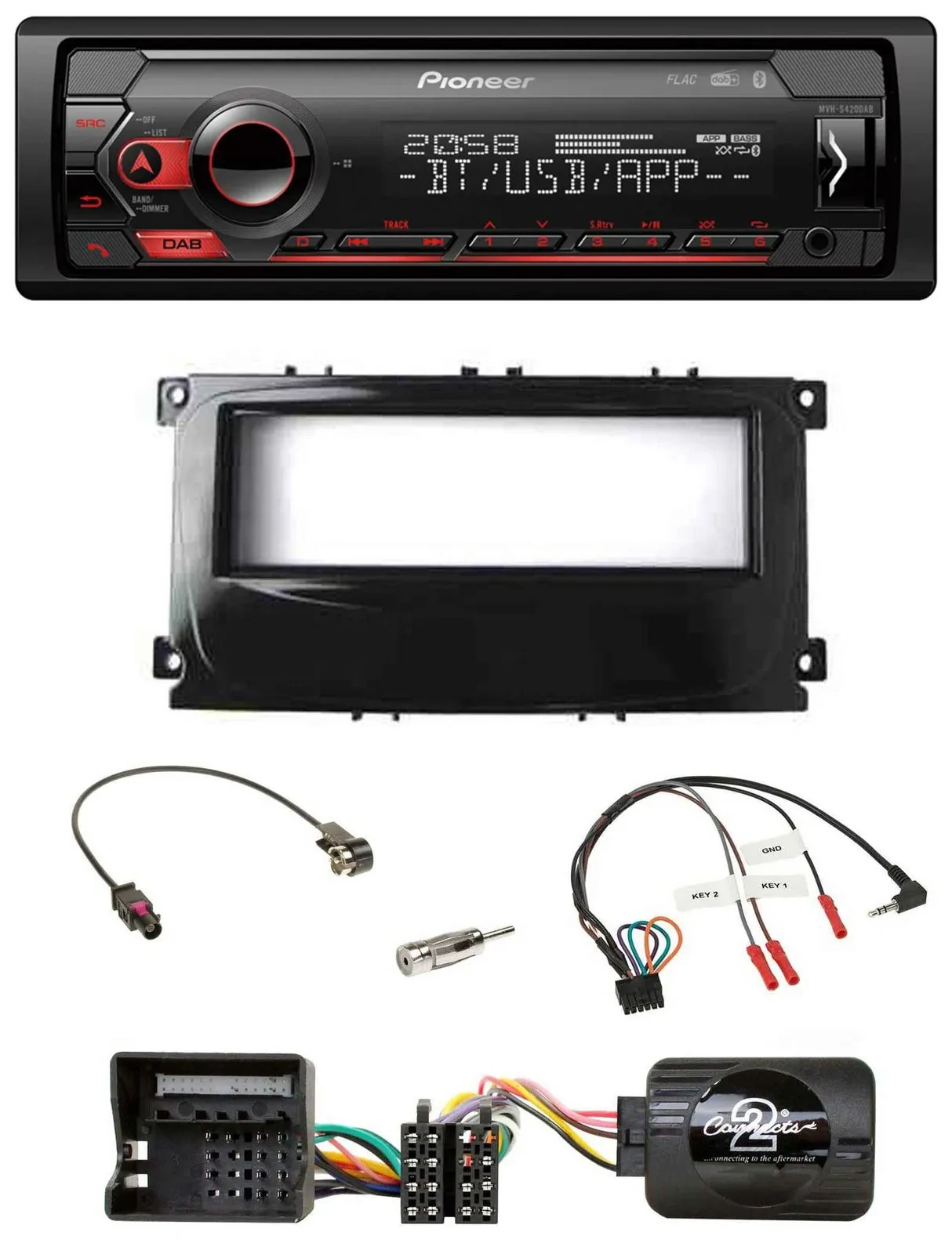 Pioneer Lenkrad USB DAB Bluetooth Autoradio für Ford Mondeo 2007-2014 S-Max pian