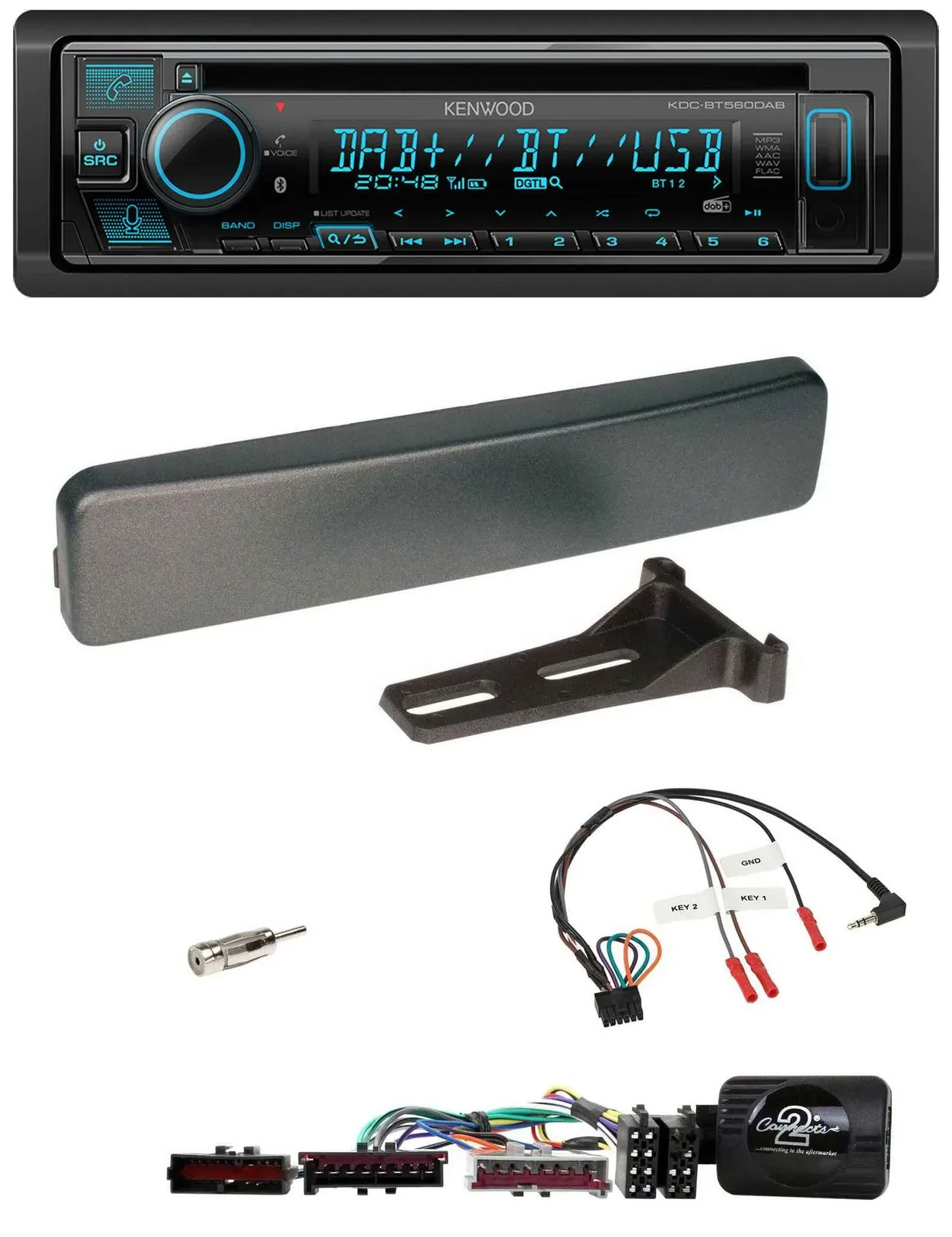 Kenwood Bluetooth DAB CD Lenkrad USB Autoradio für Ford Mondeo Focus anthrazit