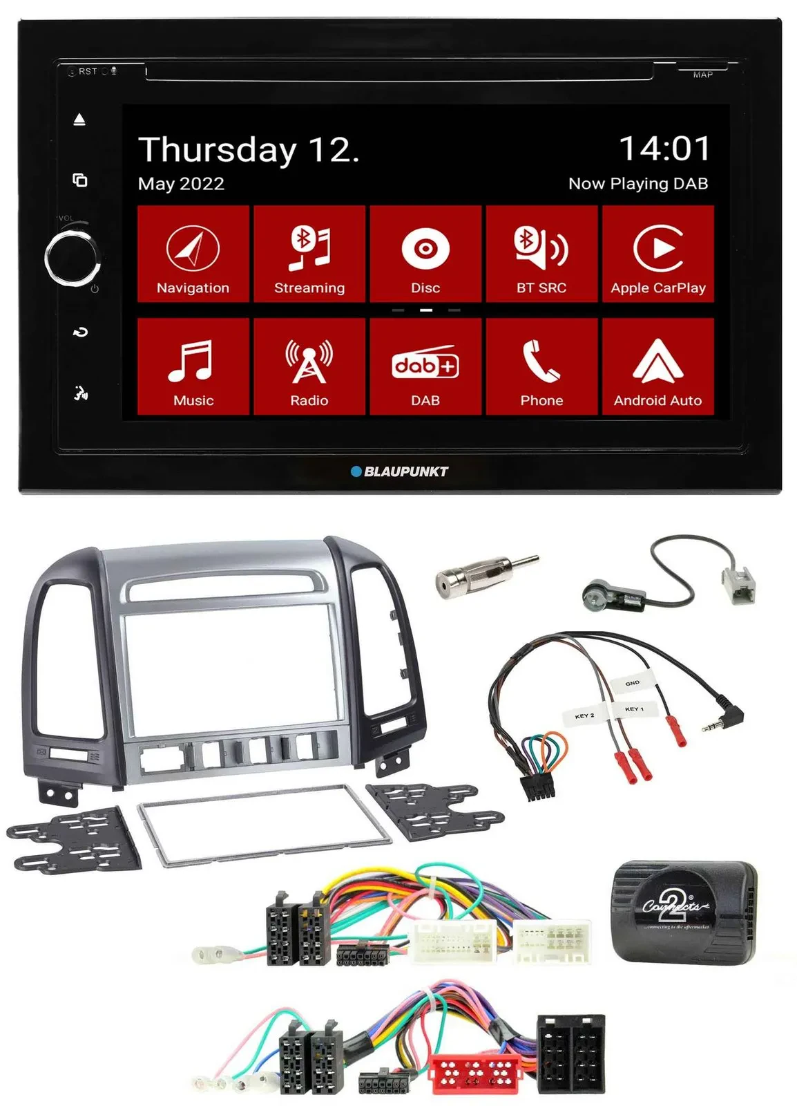 Blaupunkt Lenkrad DVD Bluetooth DAB 2DIN USB Autoradio für Hyundai SantaFe 2010-