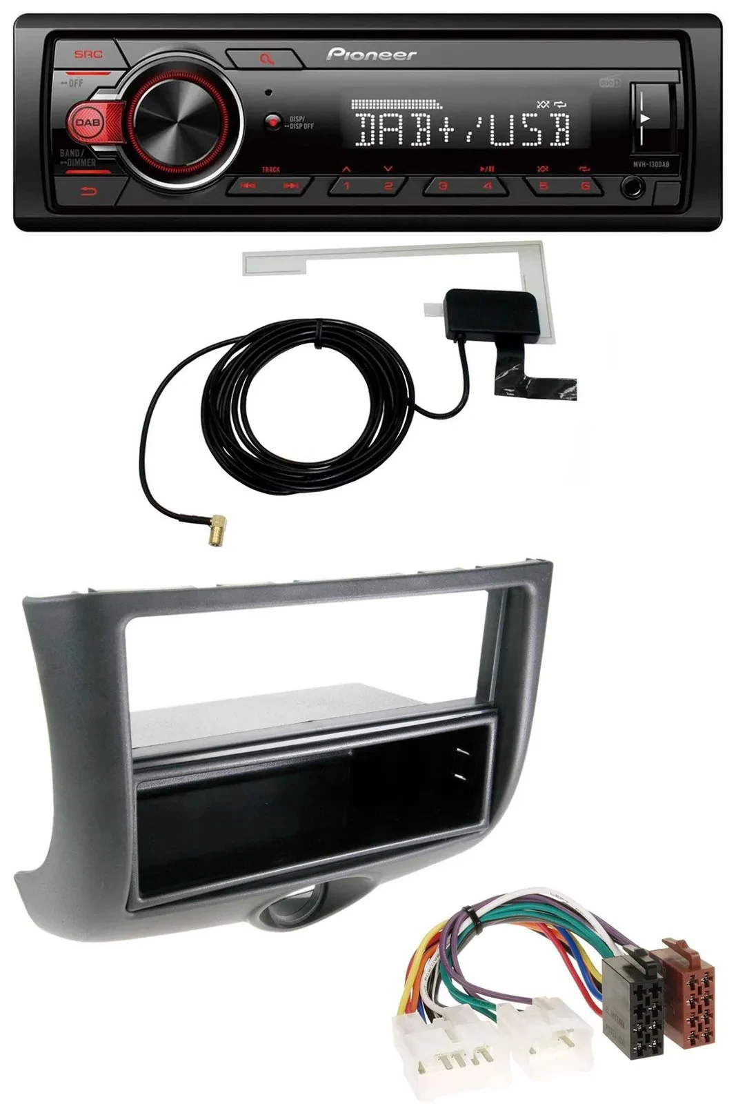 Автомагнитола 1-DIN Pioneer MP3, DAB, USB, AUX для Toyota Yaris (1999–2003)