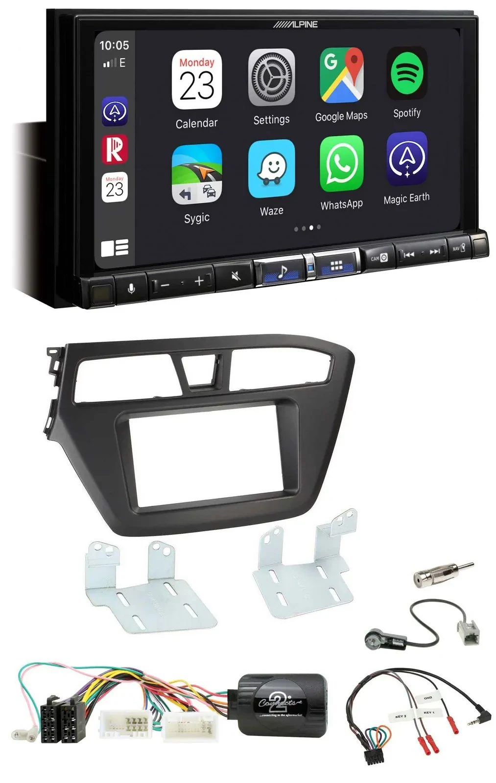 Alpine 2DIN DAB USB Lenkrad Bluetooth Autoradio für Hyundai i20 ab 2015 ohne Sou
