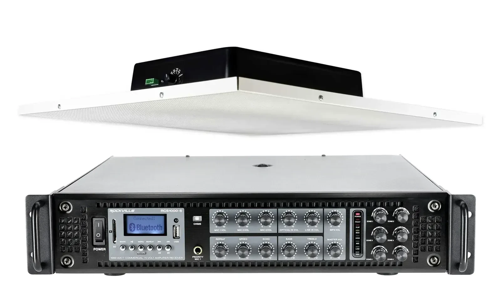 Потолочная акустика для инсталляций Rockville DCS8T+RCS1000-6 70V 2' x 2' (набор, 100 шт.) с усилителем