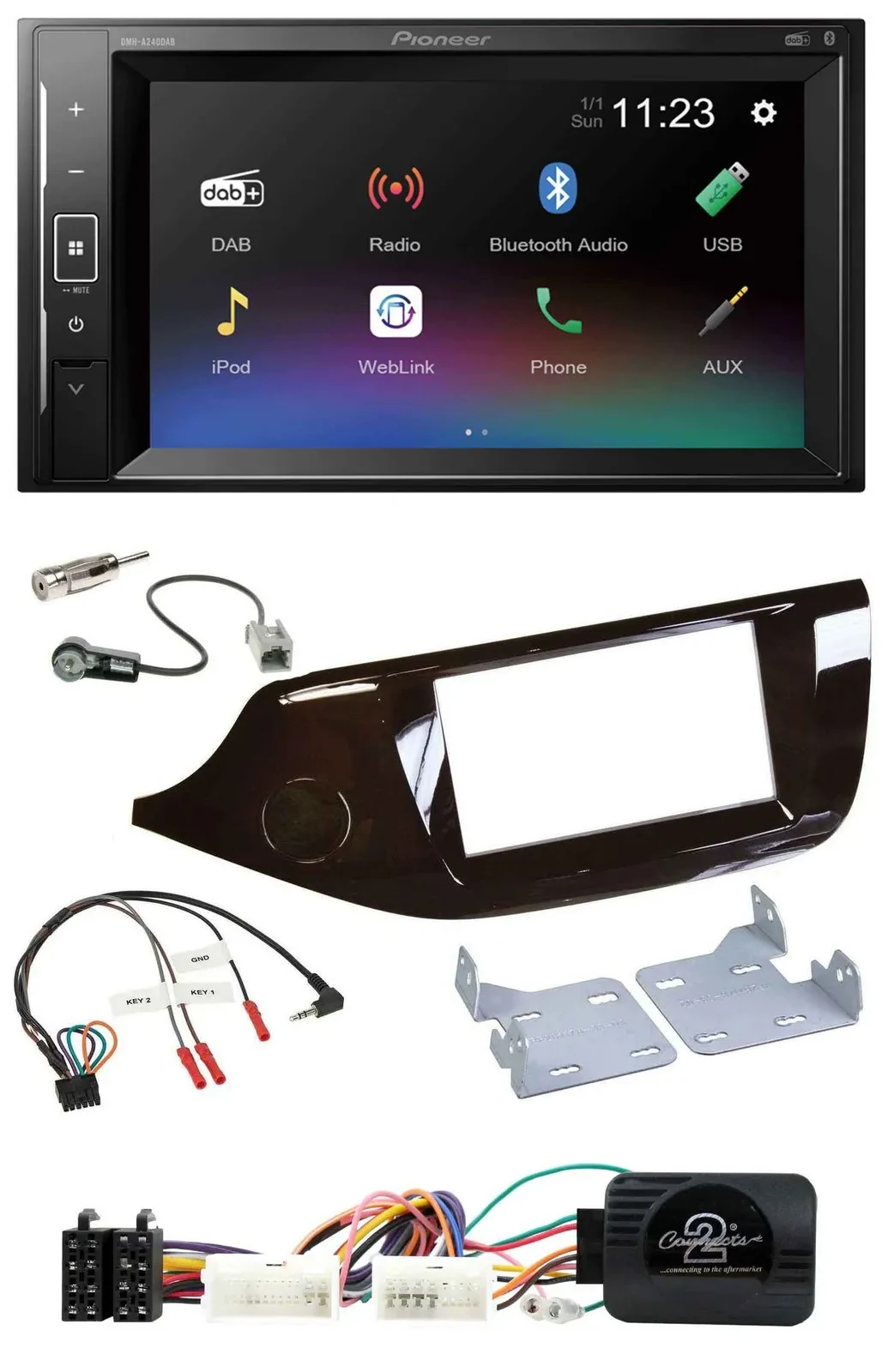 Автомагнитола Pioneer 2DIN DAB Bluetooth USB для Kia Ceed (с 2012), глянцевая